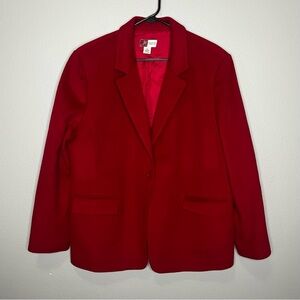 JM Collection Wool Blend Blazer Jacket Women 18 Red Button Career Business Lined